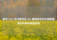 探寻 CSGO 平均库存及 2023 最新库存总价值数据背后的虚拟财富密码