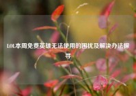LOL本周免费英雄无法使用的困扰及解决办法探寻