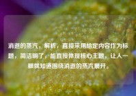 消逝的蒸汽，解析，直接采用给定内容作为标题，简洁明了，能直接体现核心主题，让人一眼就知道围绕消逝的蒸汽展开。