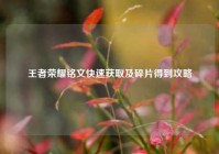王者荣耀铭文快速获取及碎片得到攻略