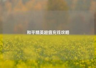 和平精英超值充钱攻略