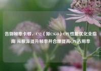 告别帧率卡顿，CS2（原CSGO）CPU性能优化全指南 从根源提升帧率并合理提高CPU占用率