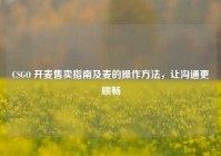 CSGO 开麦售卖指南及麦的操作方法，让沟通更顺畅