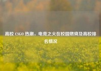 高校 CSGO 热潮，电竞之火在校园燃烧及高校排名情况