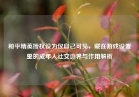 和平精英授权设为仅自己可见，藏在游戏设置里的成年人社交边界与作用解析