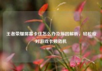王者荣耀屏幕卡住怎么办及原因解析，轻松应对游戏卡顿危机