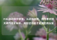 PUBG自动保存录像，从战场回溯、创作素材到关闭方法全解析，用好这功能才是真吃鸡玩家