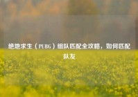 绝地求生（PUBG）组队匹配全攻略，如何匹配队友