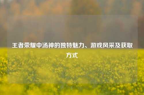 王者荣耀中汤神的独特魅力、游戏风采及获取方式
