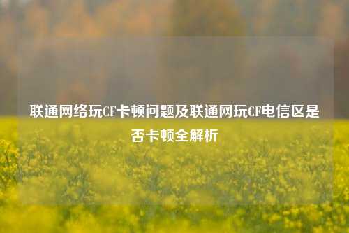 联通网络玩CF卡顿问题及联通网玩CF电信区是否卡顿全解析