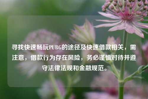 寻找快速畅玩PUBG的途径及快速借款相关,需注意,借款行为存在风险,务必谨慎对待并遵守法律法规和金融规范。