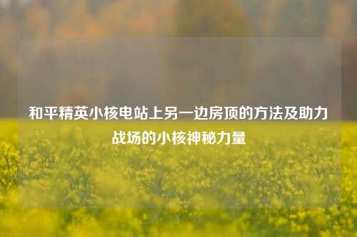 和平精英小核电站上另一边房顶的方法及助力战场的小核神秘力量