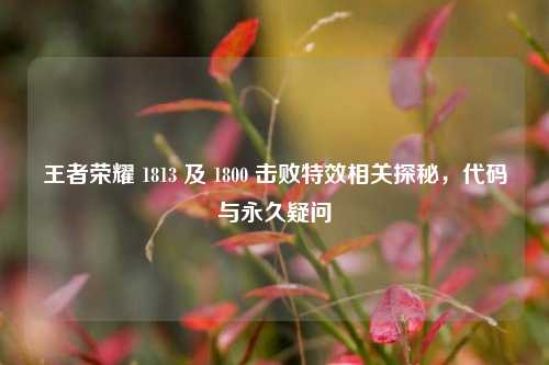 王者荣耀 1813 及 1800 击败特效相关探秘,代码与永久疑问