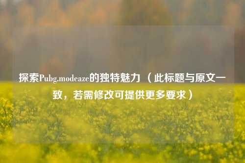 探索Pubg.modeaze的独特魅力 (此标题与原文一致,若需修改可提供更多要求)