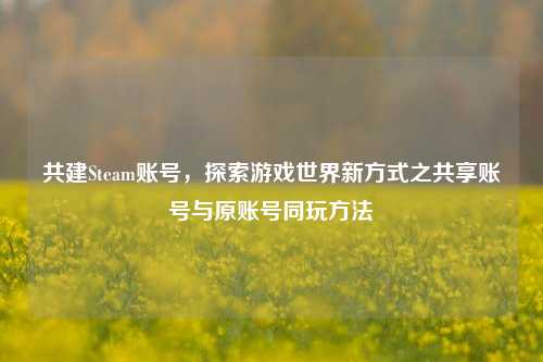 共建Steam账号,探索游戏世界新方式之共享账号与原账号同玩方法