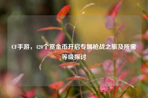 CF手游,420个赏金币开启专属枪战之旅及所需等级探讨
