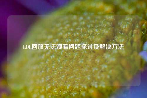 LOL回放无法观看问题探讨及解决方法