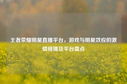 王者荣耀明星直播平台，游戏与明星效应的激情碰撞及平台盘点