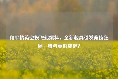 和平精英空投飞船爆料，全新载具引发竞技狂潮，爆料真假成谜？