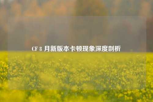 CF 8 月新版本卡顿现象深度剖析
