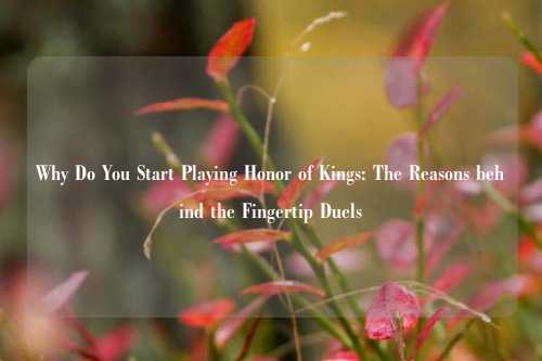 Why Do You Start Playing Honor of Kings: The Reasons behind the Fingertip Duels