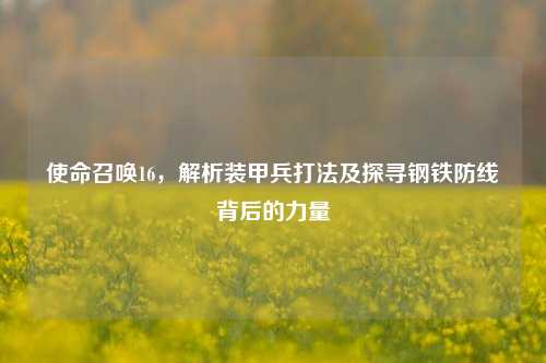 使命召唤16，解析装甲兵打法及探寻钢铁防线背后的力量