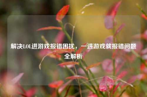 解决LOL进游戏报错困扰，一进游戏就报错问题全解析