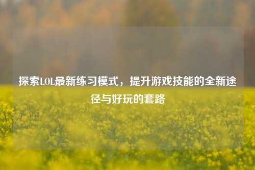 探索LOL最新练习模式，提升游戏技能的全新途径与好玩的套路
