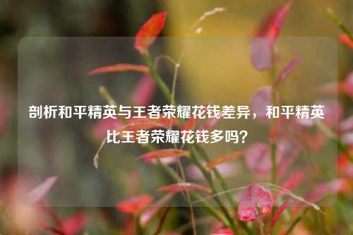 剖析和平精英与王者荣耀花钱差异,和平精英比王者荣耀花钱多吗?