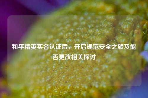 和平精英实名认证后,开启规范安全之旅及能否更改相关探讨