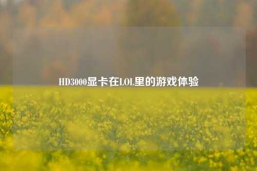 HD3000显卡在LOL里的游戏体验