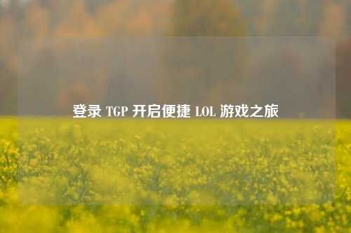 登录 TGP 开启便捷 LOL 游戏之旅