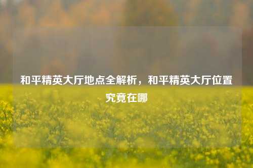 和平精英大厅地点全解析，和平精英大厅位置究竟在哪