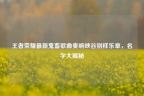 王者荣耀最新鬼畜歌曲奏响峡谷别样乐章，名字大揭秘