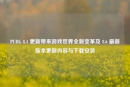 PUBG 8.4 更新带来游戏世界全新变革及 8.6 最新版本更新内容与下载安装