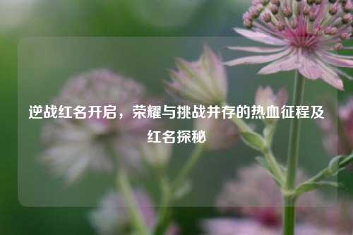 逆战红名开启,荣耀与挑战并存的热血征程及红名探秘