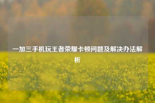 一加三手机玩王者荣耀卡顿问题及解决办法解析