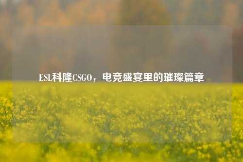 ESL科隆CSGO，电竞盛宴里的璀璨篇章