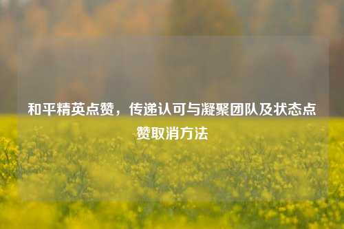 和平精英点赞,传递认可与凝聚团队及状态点赞取消方法