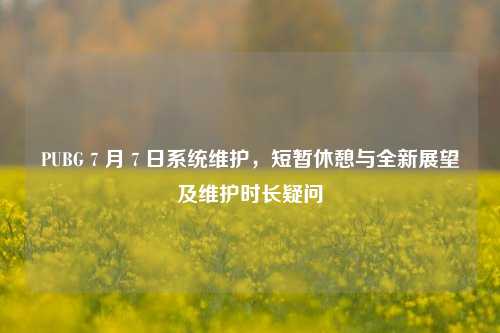 PUBG 7 月 7 日系统维护，短暂休憩与全新展望及维护时长疑问