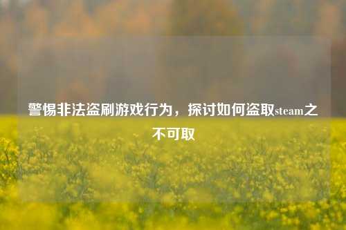 警惕非法盗刷游戏行为，探讨如何盗取steam之不可取