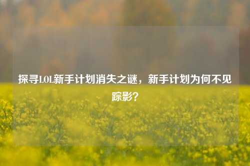 探寻LOL新手计划消失之谜,新手计划为何不见踪影?