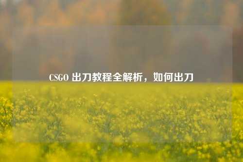 CSGO 出刀教程全解析,如何出刀