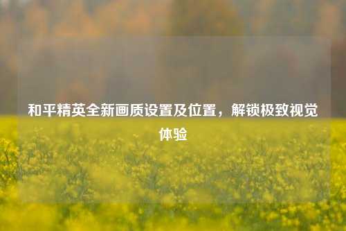 和平精英全新画质设置及位置，解锁极致视觉体验