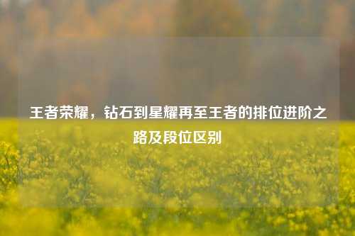 王者荣耀，钻石到星耀再至王者的排位进阶之路及段位区别
