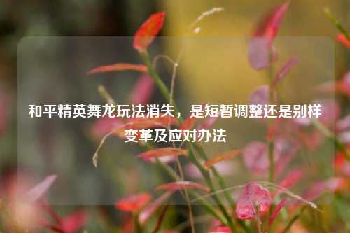 和平精英舞龙玩法消失,是短暂调整还是别样变革及应对办法