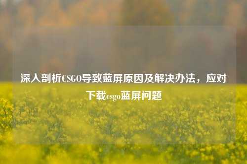 深入剖析CSGO导致蓝屏原因及解决办法,应对下载csgo蓝屏问题