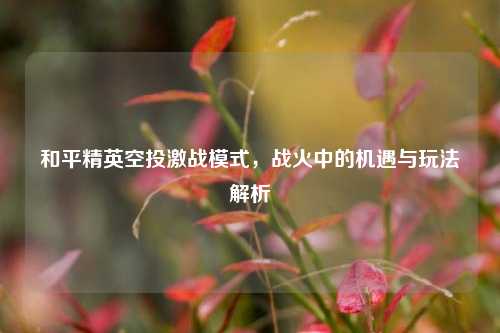 和平精英空投激战模式,战火中的机遇与玩法解析