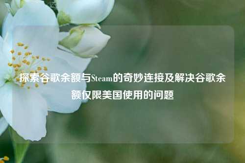 探索谷歌余额与Steam的奇妙连接及解决谷歌余额仅限美国使用的问题