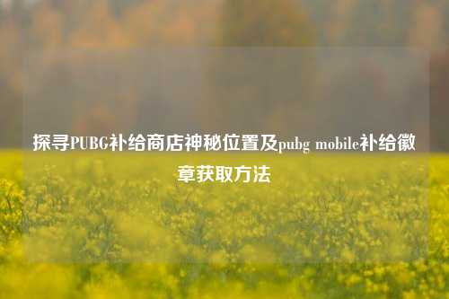 探寻PUBG补给商店神秘位置及pubg mobile补给徽章获取方法